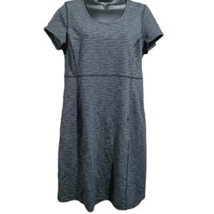 Duluth Trading Athletic Dress Sz M Black/Gray Horizontal Stripe Stretch Outdoors